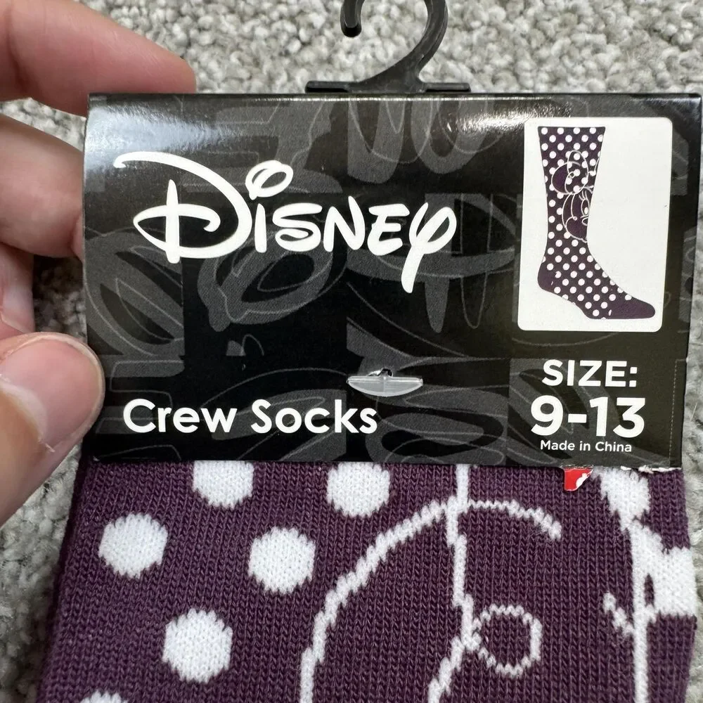 Disney Crew Socks Women One Size Minnie Mouse Snow White Princess 2 Pairs